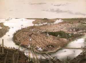 Boston and its harbor in 1877.