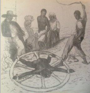 Prince Klaas lashed to the wheel - the image on display at the Museum of Antigua and Barbuda in St John's, Antigua.