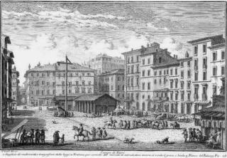 Rome's Campo di Fiori in 1700, half a century after it witnessed the public executions of five women charged with dispensing Aqua Tofana to the wives of Rome.