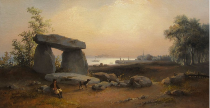 The ancient landscape of Brittany is filled with prehistoric monuments known as dolmen. This one is close to the Atlantic port of St Nazaire.