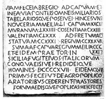The '"Polla elogium," an inscription found in Basilicata in the central Appennines which dates to the 2nd century BC, records the deeds of a Roman consul. It includes mention of the rounding up of 917 runaway slaves who had crossed to the mainland from Sicily – a statement read by several scholars as evidence that the island was haunted by unrest in the years leading up to the outbreak of the First Servile War.