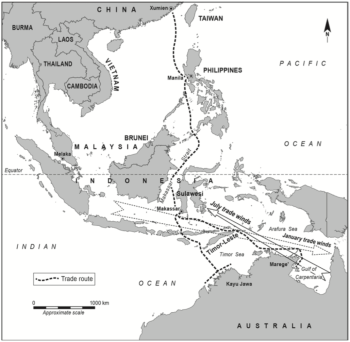 The main routes of the trepang trade. From Blair & Hall, 'Travelling the "Malay Road,"' in Clark and May, Macassan History and Heritage. Click to view in higher definition.